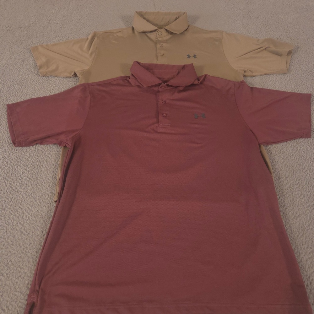 LOT OF 2 Under Armour Polo Shirt Mens XL Multi The Playoff HeatGear Performance